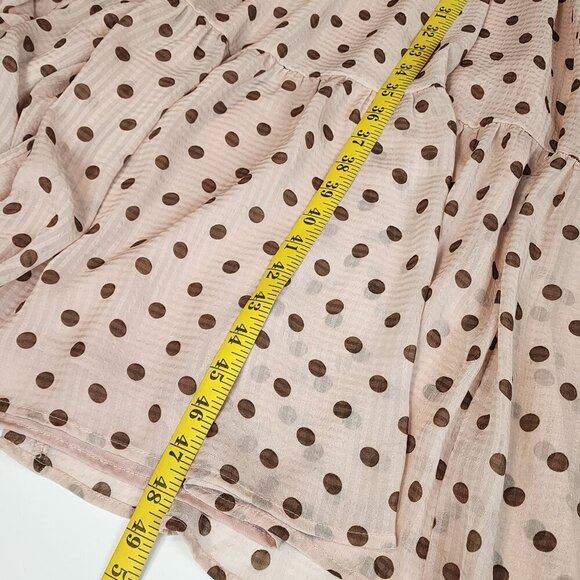 Lulus Dress sz M women Love You Tier-ly Blush Pink Polka Dot Tiered Midi Retro - Picture 15 of 16